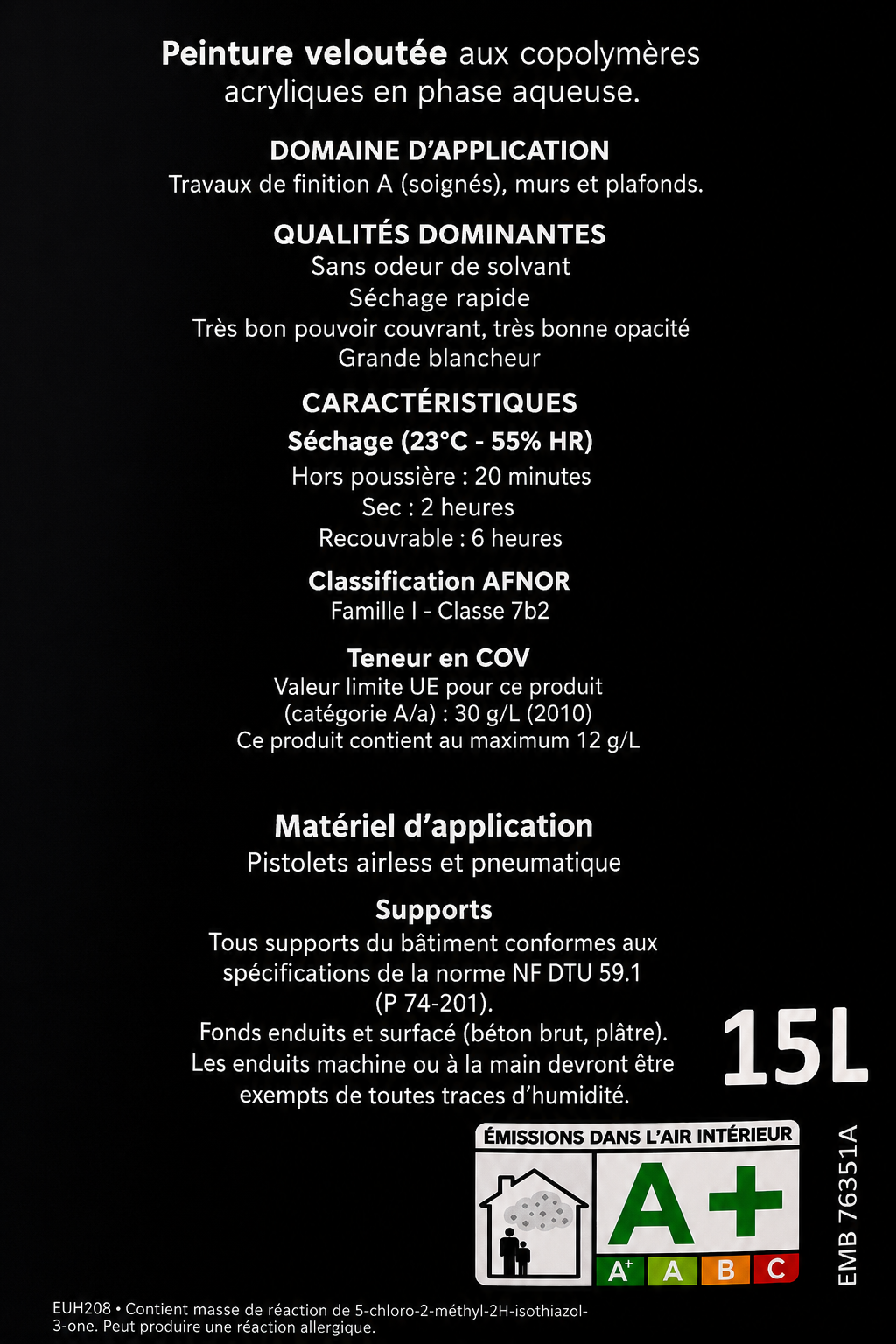 Peinture Velouté Airless 15L – Murs & Plafonds