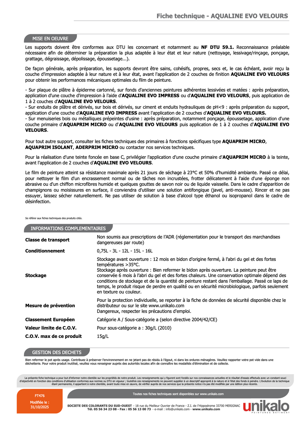 Aqualine Evo Velours