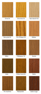 Nuancier lasure Uniwood - teintes bois