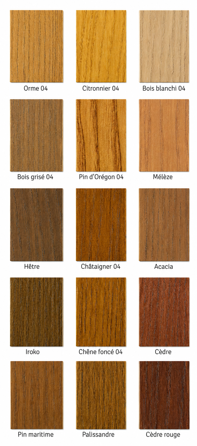 Nuancier lasure Uniwood - teintes bois